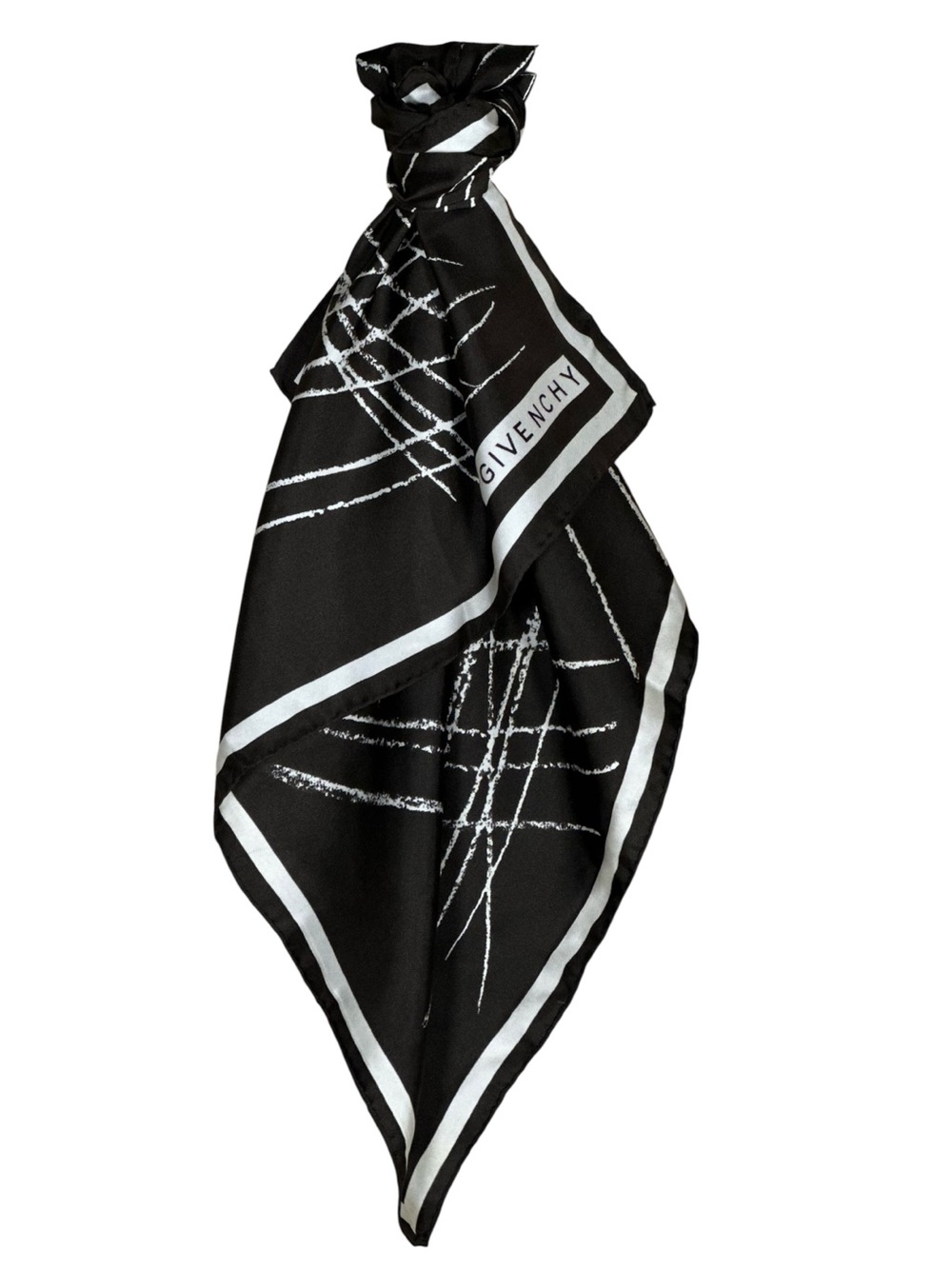 GIVENCHY Silk Abstract Print Logo Scarf